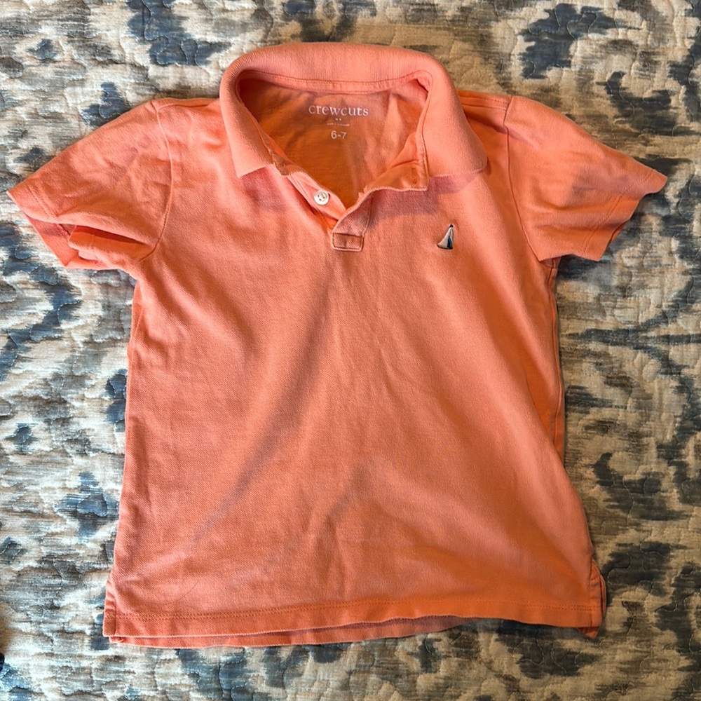 EUC J Crew Crew Cuts Boys Orange Polo - size 6-7